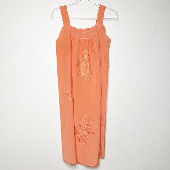 Vintage Peach Embroidered Scallop Lounge Slip Dress - Picture 10 of 10